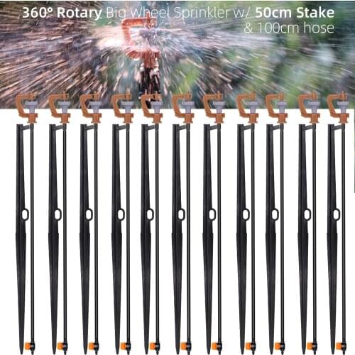 360 Degrees Rotary Big Wheel Sprinklers G Type Nozzles With Stakes Connectors Greenhouse Garden Watering Micro Jet Fog Nozzle