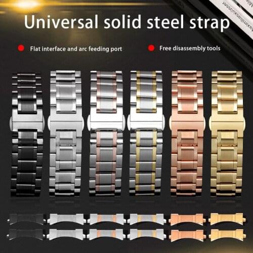 Stainless Steel Watchband Curved End Metal Wristwatches Band 14mm 15mm 16mm 17mm 18mm 19mm 20mm 21mm 22mm 23mm 24mm