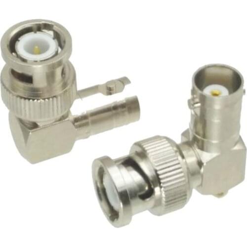 BNC male plug to BNC female jack in series right angle RF adapter connector