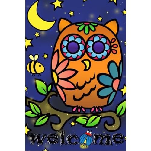 Own design cute animal abstract painting welcome holiday decorate Double-Sided house Garden Flag