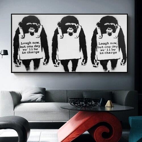 Three Orangutans black and white Monkey Gorilla Canvas Painting Posters and Prints Cuadros Wall Art Picture for Living Room
