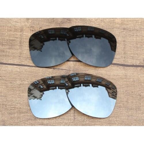 Vonxyz 2 Pairs Stealth Black & Chrome Mirror Polarized Replacement Lenses for-Oakley Dispatch 2 Frame