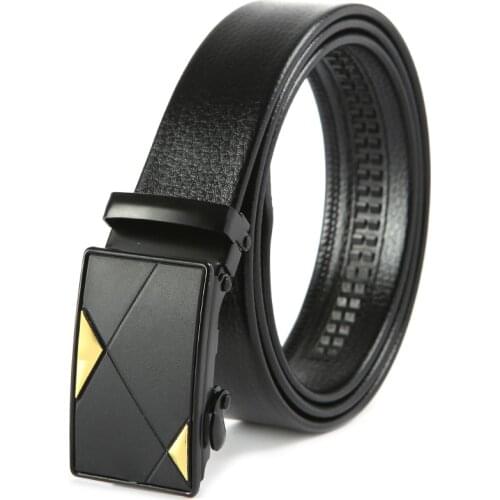 Western Denim Mens Leather Automatic Belt Length Cuttable Belt Buckle Fashion Classic