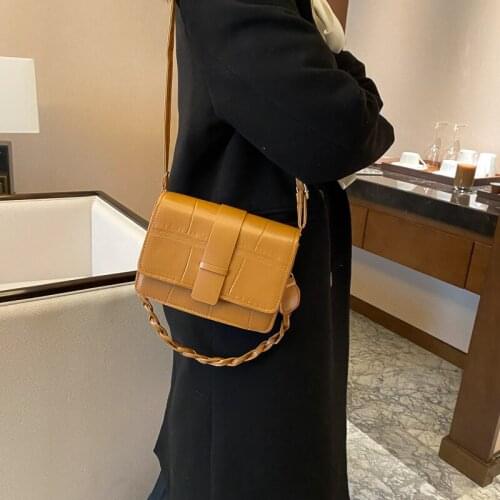 Retro Ladies PU Small Square Bag Korean Style Solid Color Shoulder Bag Ladies Casual Messenger Bags