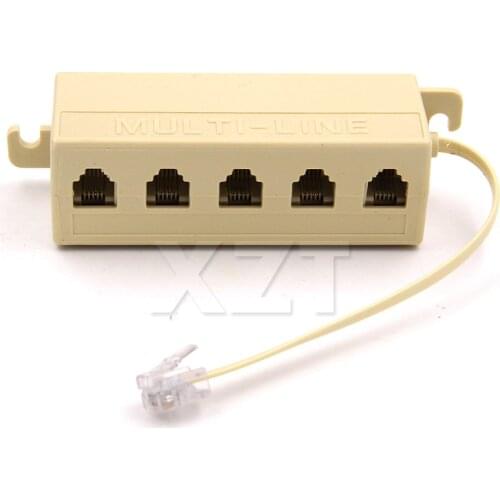 1pcs New RJ11 6P4C 1 Jack to 5 Female RJ11 Telephone Phone Cable Line Y Splitter Extension Cable Adapter Connector