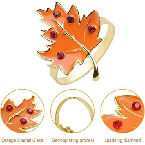1pcs Maple Leaf Napkin Rings Metal Napkin Holders Dinner Table Decor For Christmas Holidays Thanksgiving Wedding Party