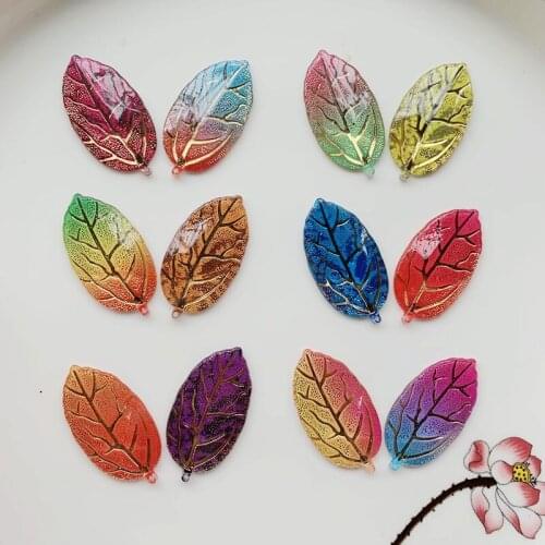 10PCS 21*40MM Colorful foliage flat back crystal rhinestone scrapbook DIY decoration, can be used for clothing, pendant jewelry