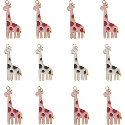 10pcs/lot Animal Charms Running Giraffe Alloy Enamel Pendants For Women DIY Bracelet Necklace Jewelry Making Craft