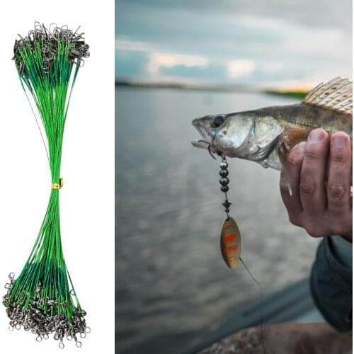 20Pcs/lot Steel Wire Leader With Swivel Fishing Accessory 3 Colors Leash 15CM 20CM 30CM Fishing Line with Swivel Core