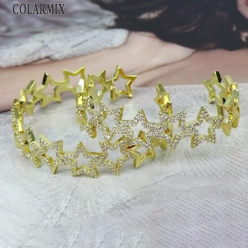 3Pcs Star Bangle Zircon Hollow Star Metal Bangle Hollow Star bangle Mix color metal Bracelet Mix color Women bangle 31433