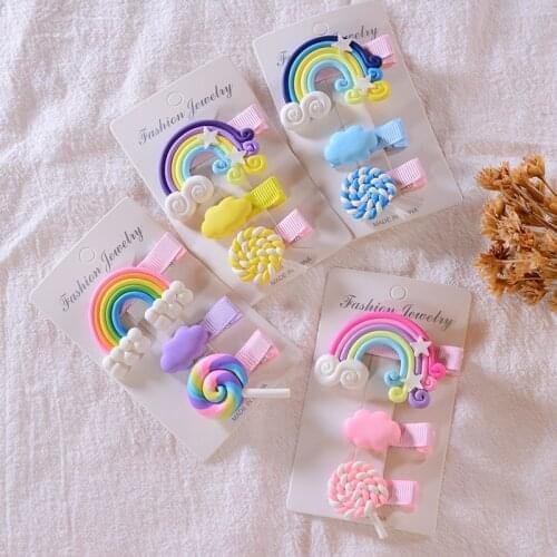 3pcs Baby Girls BB Clip Rainbow Lollipop Candy Color Baby Children Hair Clips Hair Accessories For Girls Kids Hairpins Headdress