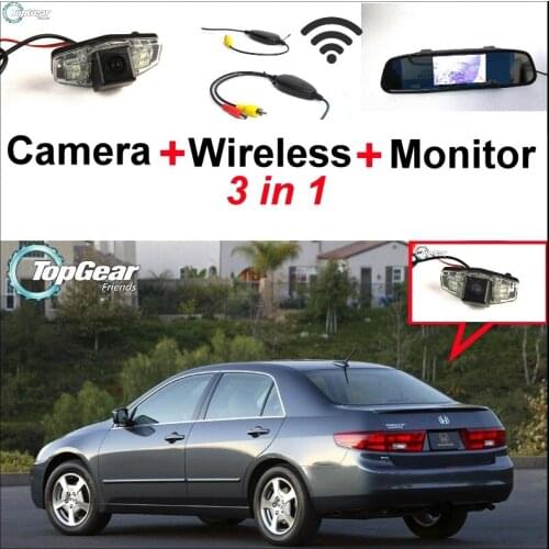 3 in1 Special Camera + Wireless Receiver + Mirror Monitor Easy DIY Backup Parking System For Honda Elysion Element Integra Pilot