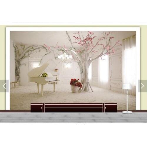 3D photo wallpaper custom 3d murals wallpaper 3 d tree romantic dream piano TV setting wall living room decor scenery wallpaper