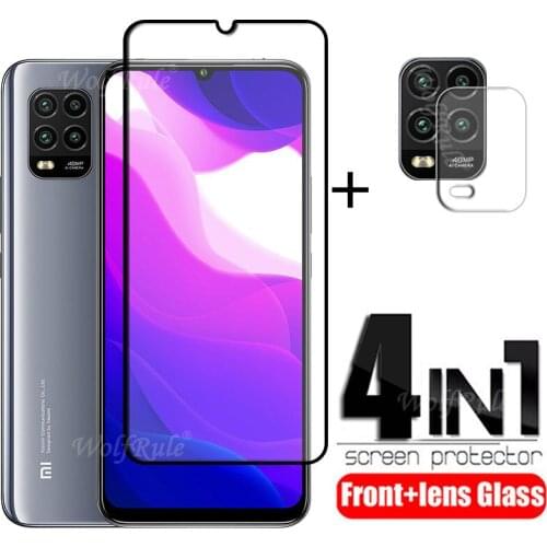 4-in-1 For Xiaomi Mi 10 Lite Glass For Mi 10 Lite 5G Tempered Glass Full Glue Covver Screen Protector For Mi 10 Lite Lens Glass