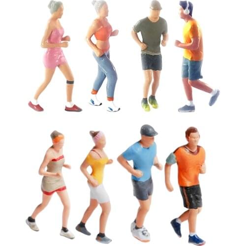 4x 1/87 Sport Figures Diorama Miniature People Character Doll for Micro Scene DIY Scenery Railway Model Layout Decor