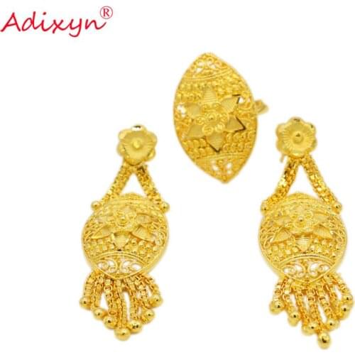 Adixyn Duabi Ring/Earring Jewelry For Women Gold Color Ethiopian/African Wedding Jewelry Gifts N09167