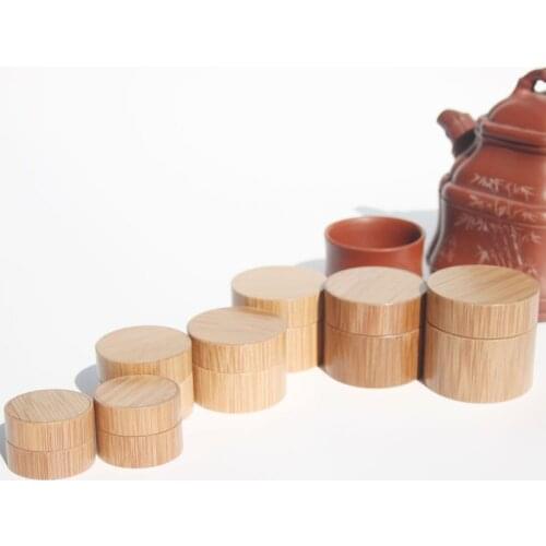 Bamboo Portable Round Bottle Cream Jar Nail Art Mask Cream Refillable Empty Cosmetic Makeup Container Storage Box 5 10 20 30 g