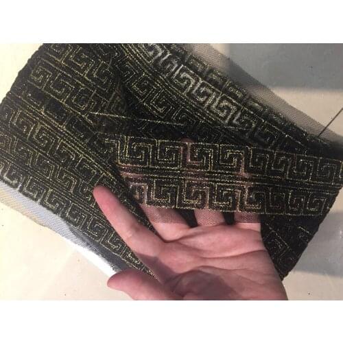 Free shipping 100yards HLHB06# 5 cm black with gold Korean pearl lace for bridal wedding dress/sawing Free shipping