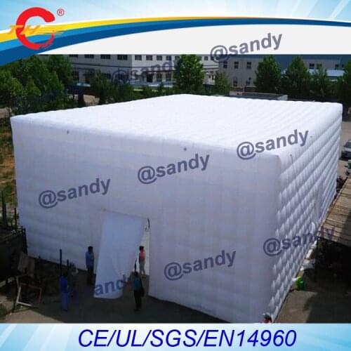 Free air ship to door,10x10x5MH Outdoor White Party Wedding Events Inflatable Cube marquee Tent with white light