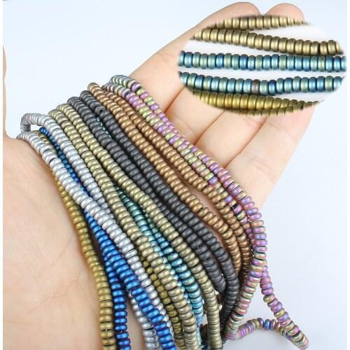 4x2mm Hematite Loose Beads Vacuum Electroplating Flat Round Shape 8 Colors For Choice DIY For Jewelry Making Necklace Bracelet