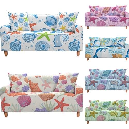 Elastic Sofa Cover Starfish Print Couch Covers For Living Room Armchair Slipcovers Modern Longue Chaise Cover 1/2/3/4 Seater