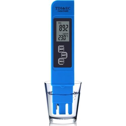 Digital Water Quality Tester TDS EC Meter Range 0-9990 Multifunctional Water Purity Temperature Meter TEMP PPM Tester
