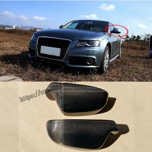 For Audi A4 B8 2009-2012 Real carbon fiber Look Side Door Mirror Cover Trim 2pcs