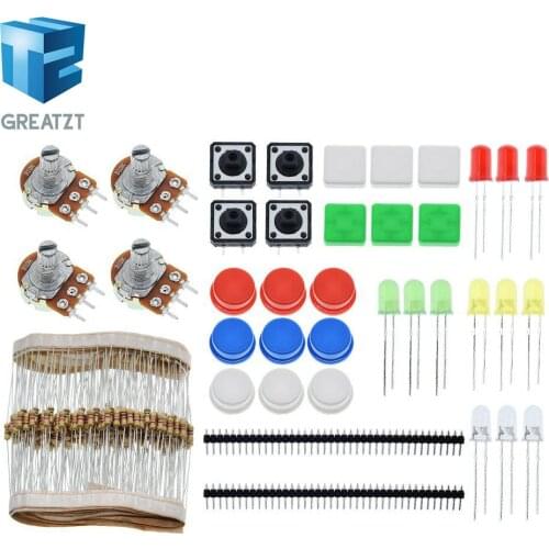 GREATZT Handy Portable Resistor Kit for Arduino Starter Kit UNO R3 LED potentiometer tact switch pin header