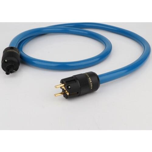 Hi-end OFC Silver Plated AC Mains Power Cable Hifi EU version Power cord Schuko Plug Connector Line with Gold Plated EU Adapter