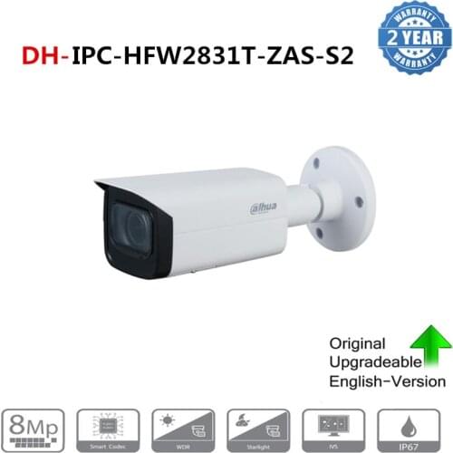 Dahua IP Camera 8MP 4K Original IPC-HFW2831T-ZAS-S2 5X Zoom camera Starlight POE SD Card Slot Audio Alarm H.265+ 60M IR IVS IPC