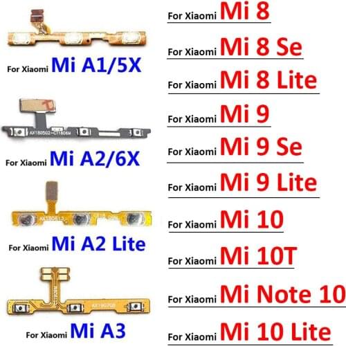 New Power on off Button Volume Key Switch Flex Cable For Xiaomi Mi A1 A2 lite A3 6X 5X 6 10T Replacement Parts