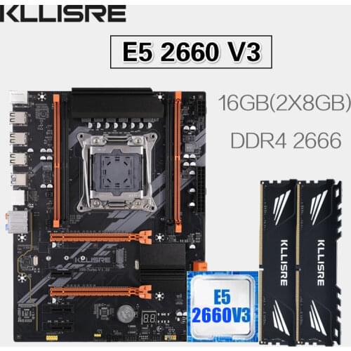 Kllisre X99 D4 motherboard set with Xeon E5 2660 V3 LGA2011-3 CPU 2pcs X 8GB =16GB 2666MHz DDR4 memory