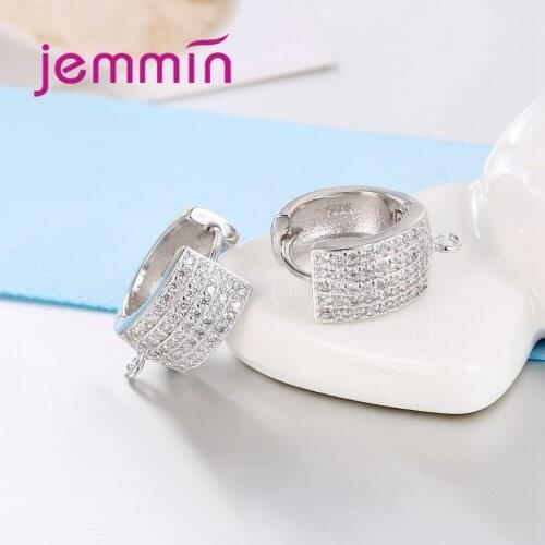 Circle 925 Sterling Silver Earring Findings With Clear Micro Rhinestone Making DIY Hoop Earrings Components Accessory