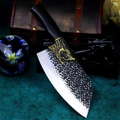Longquan, China, hand-forged kitchen knife chopping knife dual-use chef slicer blade edge retro knife ghost hand-made knife