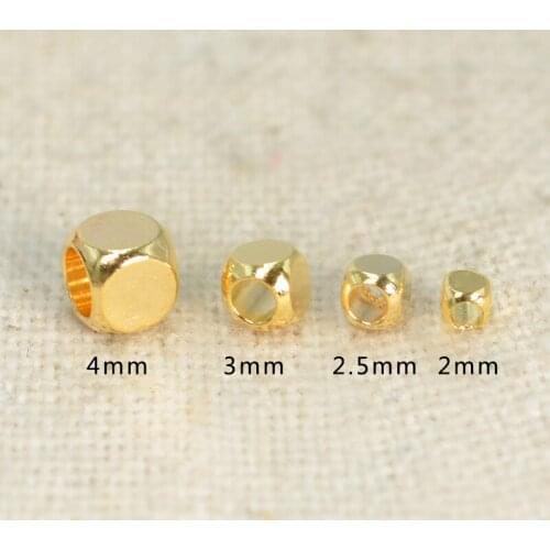 100 PCS 1.5/2/2.5/3/4/5/6mm Metal Brass KC Gold Square Beads DIY Spacer Beads Loose Beads For Jewelry Making