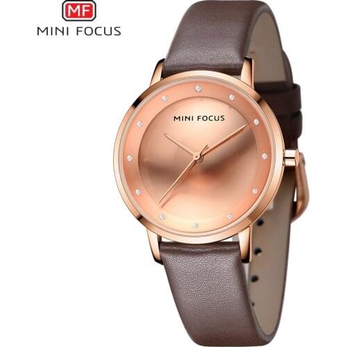 Mini focus Fashion Women Quartz Watch Lady Brown Leather Watchband Casual Waterproof Wristwatch Gift for Wife Relogio Feminino