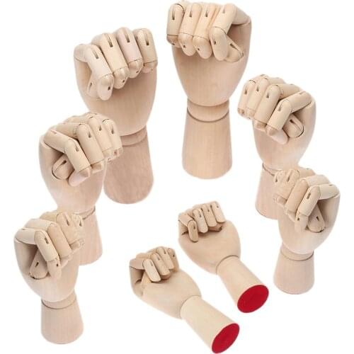 Cartoon Wooden Human Hand Model Solid Wood Joints Movable Fingers Mannequin Hand Desk Decoration Painting Accessories