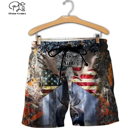 Moose US-AU-Hunting-Short-Paints Mens Shorts Summer Casual Shorts Harajuku 3D Printed Loose Cool Beach Comfortable style-1