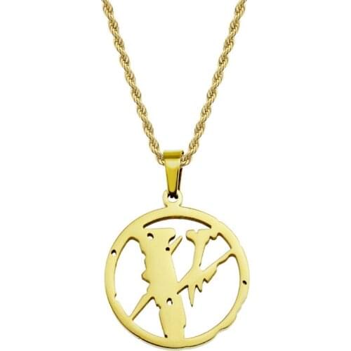 Hip Hop Gold Silver Color Round Stainless Steel Lightning Pendants Neckalce for Women Men Rapper Jewelry Drop Shipping