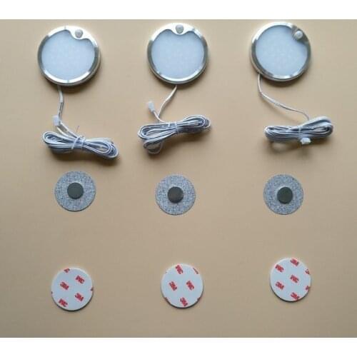 Pir motion sensor light 12v LED Under Cabinet Lighting Round Aluminum Kitchen light PIR IR Infrared Human Induction Lamp