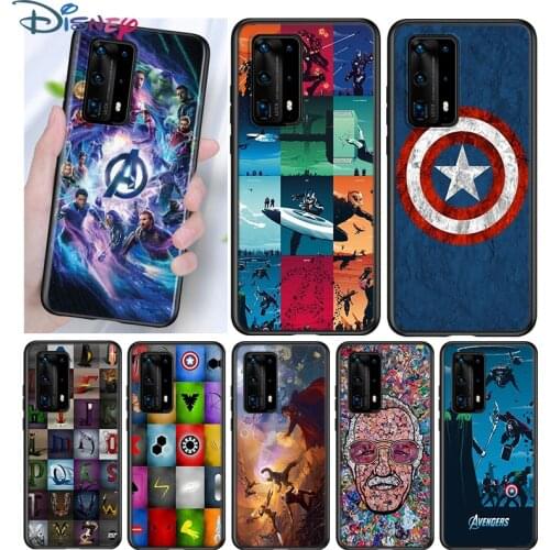 Avengers Marvel Silicone Cover For Huawei P40 P30 P20 Pro P10 P9 P8 Lite E Plus 2019 2017 5G Black Phone Case