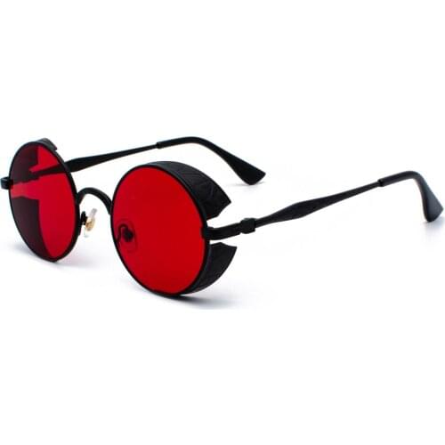 Veshion Red Side Shield Sunglasses Men Round Vintage Retro Steampunk Sun Glasses Women 2021 Summer Style Uv400 Metal Frame