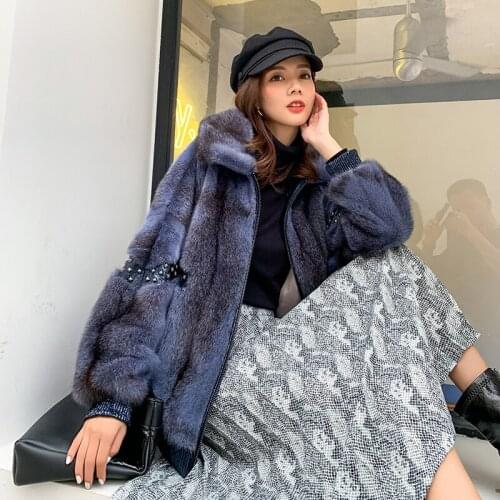 MENINA BONITA 2021 Winter Jacket Women Natural Real Mink Fur Coat Rivet Turn-down Collar Thick Warm Outerwear Fashion Streetwear