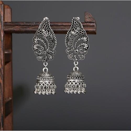 Ethnic Style Vintage Dangle Earrings Silver For Women 2021 Bohemian Temperament Handmade Statement Earrings Indian Jewelry