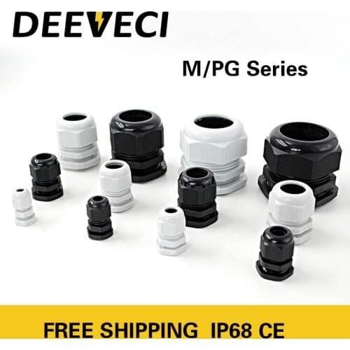 10pcs Waterproof mini Cable Gland Cable entry IP68 PG7 White Black Nylon Plastic Connector for 3-6.5mm PG9 PG11 PG13.5