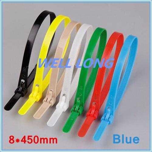 100pcs/lot 8*450mm Blue, Color Nylon Cable Ties, Cable Ties,Cable Ties Reusable