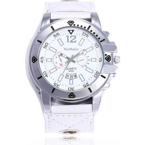 2018 Fashion WoMaGe Brand Casual Men Watch Sports Wristwatches Pu Leather Strap Quartz Watches Gentleman Big Dail With relogio