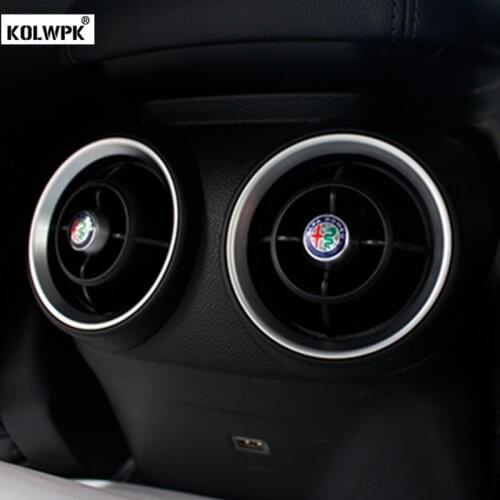 4pcs Car Front Rear Air Conditioning Outlet Decoration Decal Stickers For Alfa Romeo Badge Emblem Giulia Stelvio Car Accessories
