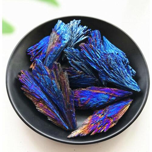 5-20g Blue Titanium Black Tourmaline Aura Quartz Crystal Peacock Tail Decoration Crafts Natural Stones and Minerals