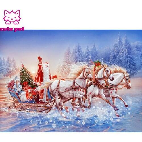 5D Santa Claus Sleigh carriage diy diamond painting Full Square Round Drill mosaic embroidery sale needlework decoration puzzle